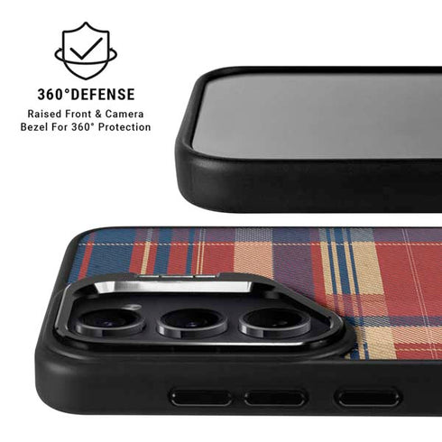 Red and Blue Plaid Galaxy S25 Kickstand Case