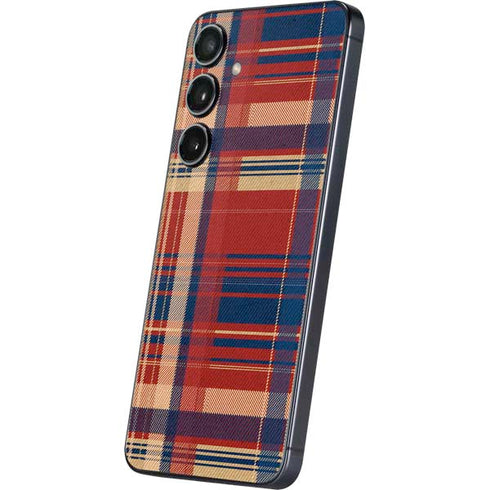Red and Blue Plaid Galaxy S25 Plus Skin