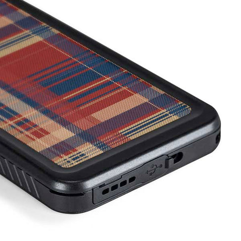 Red and Blue Plaid Galaxy S24 Plus Waterproof Case