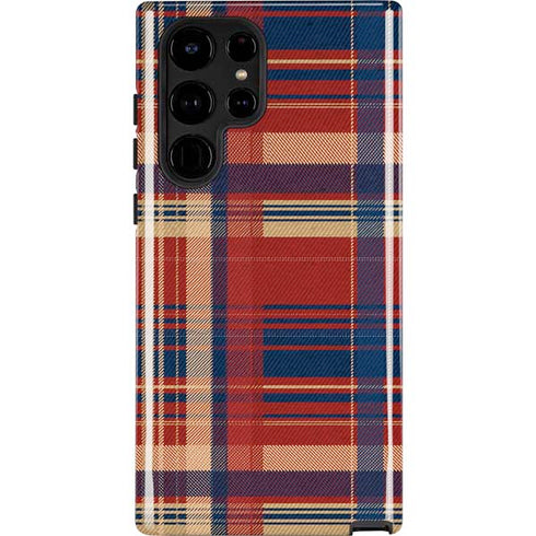 Red and Blue Plaid Galaxy Cases