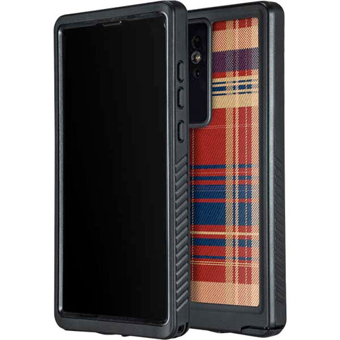 Red and Blue Plaid Galaxy S24 Ultra Waterproof Case