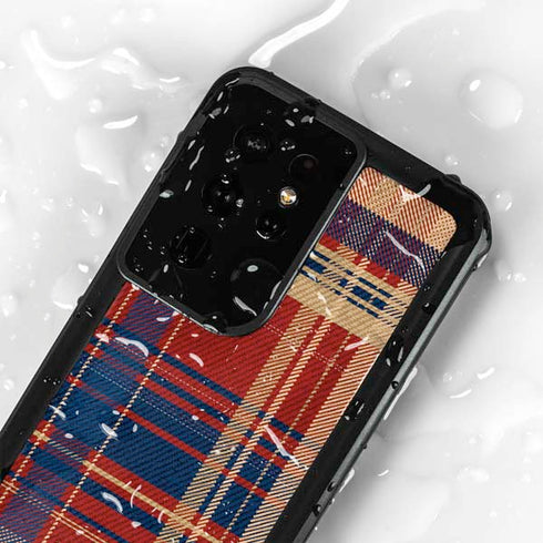 Red and Blue Plaid Galaxy S24 Ultra Waterproof Case