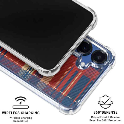 Red and Blue Plaid Galaxy S25 Plus Clear Case