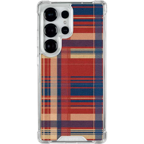 Red and Blue Plaid Galaxy S25 Ultra Clear Case
