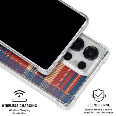 Red and Blue Plaid Galaxy S25 Ultra Clear Case