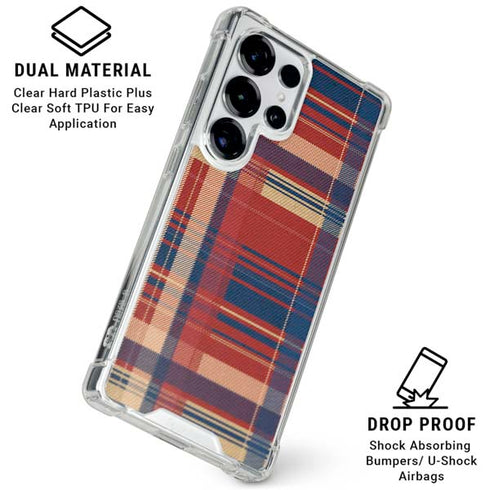 Red and Blue Plaid Galaxy S25 Ultra Clear Case