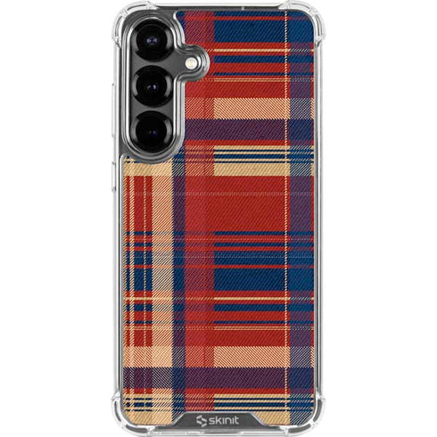 Red and Blue Plaid Galaxy S26 Clear Case