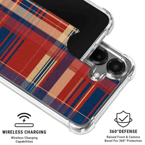 Red and Blue Plaid Galaxy S26 Plus Clear Case