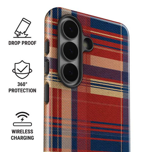 Red and Blue Plaid Galaxy S26 Plus Impact Case