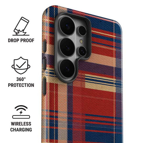 Red and Blue Plaid Galaxy S26 Ultra Impact Case