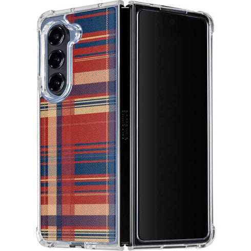 Red and Blue Plaid Galaxy Z Fold5 5G Clear Case