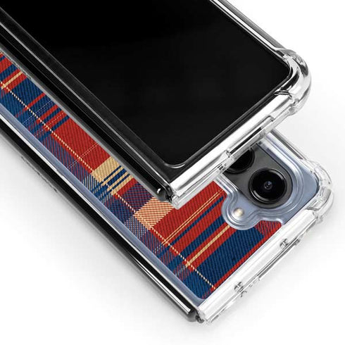 Red and Blue Plaid Galaxy Z Fold5 5G Clear Case