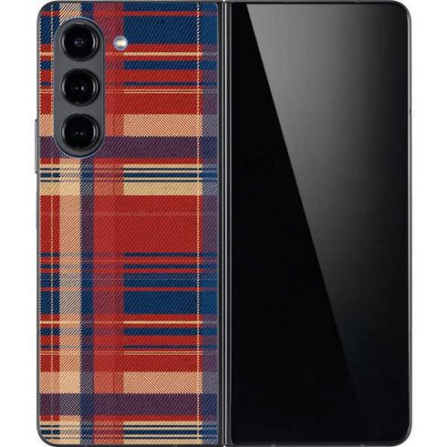 Red and Blue Plaid Galaxy Z Fold5 5G Skin