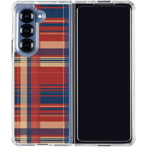 Red and Blue Plaid Galaxy Z Fold6 Clear Case