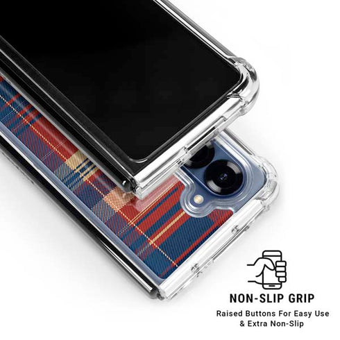 Red and Blue Plaid Galaxy Z Fold6 Clear Case