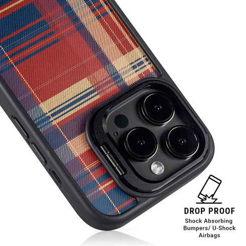 Red and Blue Plaid iPhone 14 Pro Kickstand Case