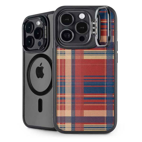 Red and Blue Plaid iPhone 14 Pro Max Kickstand Case