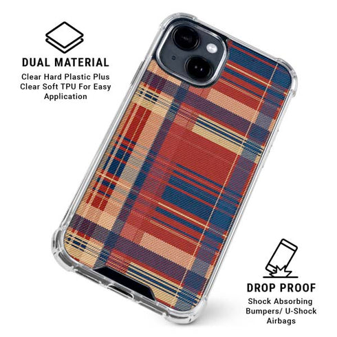 Red and Blue Plaid iPhone 15 Clear Case