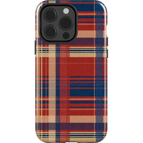 Red and Blue Plaid iPhone 15 Pro Impact Case