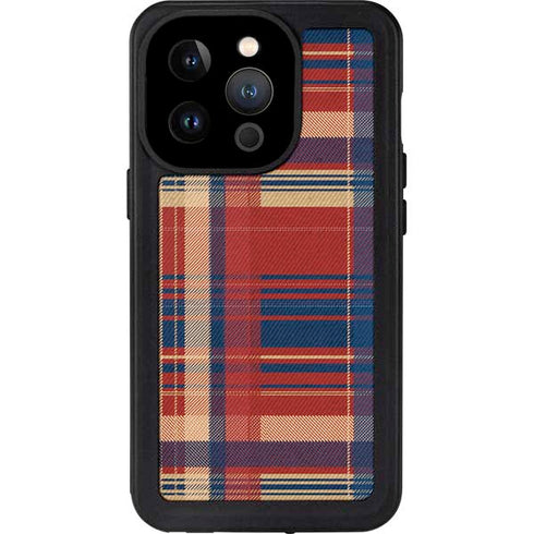 Red and Blue Plaid iPhone 15 Pro Waterproof Case