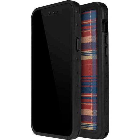 Red and Blue Plaid iPhone 15 Pro Waterproof Case