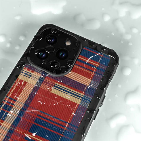 Red and Blue Plaid iPhone 15 Pro Waterproof Case