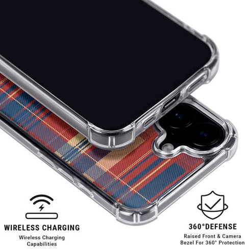 Red and Blue Plaid iPhone 16 Clear Case