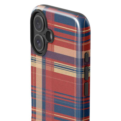 Red and Blue Plaid iPhone 16 Impact Case