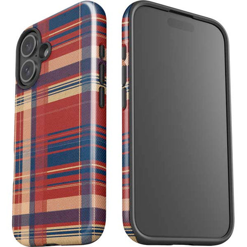 Red and Blue Plaid iPhone 16 Impact Case