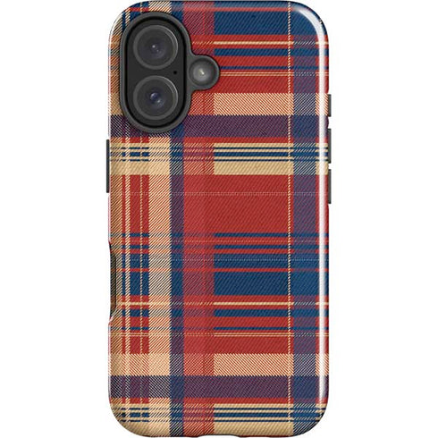 Red and Blue Plaid iPhone 16 Plus Impact Case