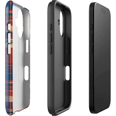 Red and Blue Plaid iPhone 16 Plus Impact Case