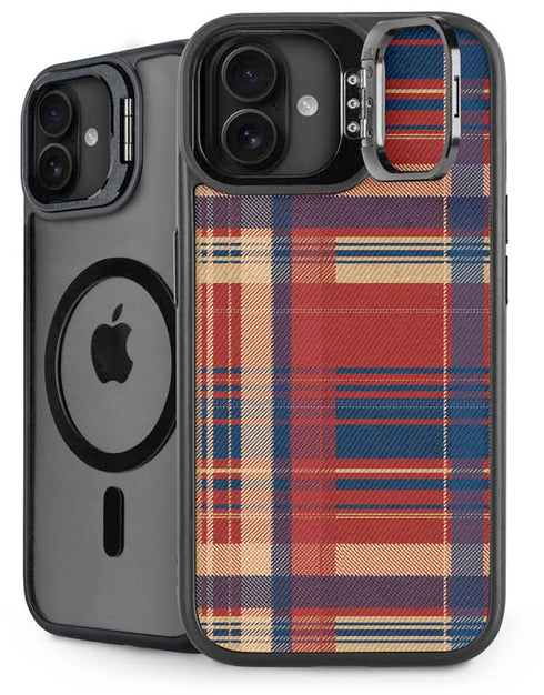 Red and Blue Plaid iPhone 16 Plus Kickstand Case