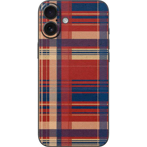 Red and Blue Plaid iPhone 16 Plus Skin