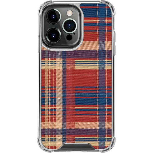 Red and Blue Plaid iPhone 16 Pro Clear Case