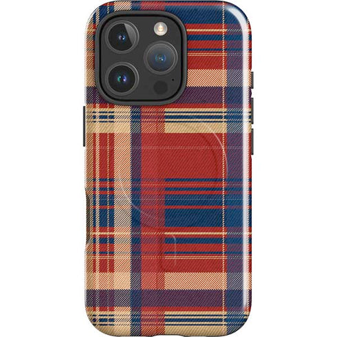 Red and Blue Plaid iPhone 16 Pro Magsafe Impact Case