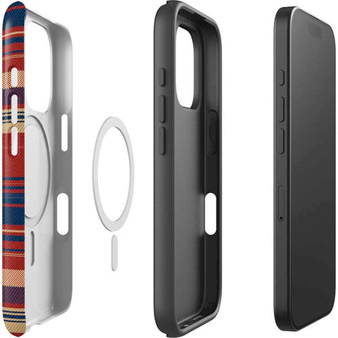 Red and Blue Plaid iPhone 16 Pro Magsafe Impact Case