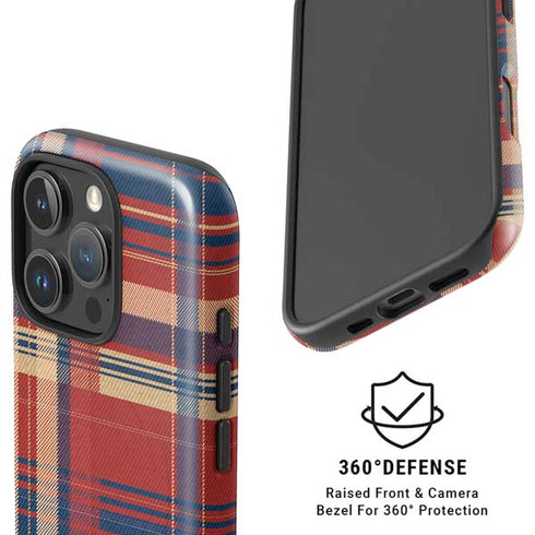 Red and Blue Plaid iPhone 16 Pro Magsafe Impact Case