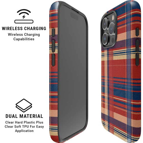 Red and Blue Plaid iPhone 16 Pro Magsafe Impact Case