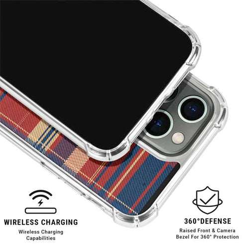 Red and Blue Plaid iPhone 16 Pro Max Clear Case