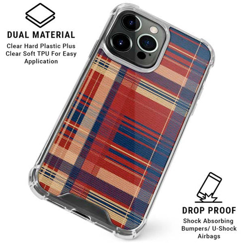 Red and Blue Plaid iPhone 16 Pro Max Clear Case