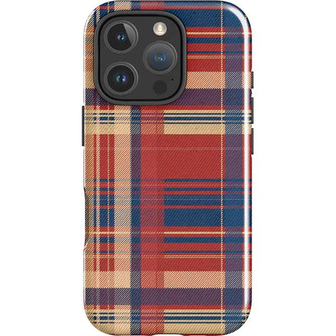Red and Blue Plaid iPhone 16 Pro Max Impact Case