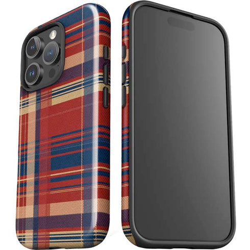 Red and Blue Plaid iPhone 16 Pro Max Impact Case
