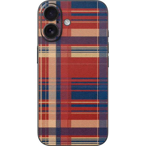 Red and Blue Plaid iPhone 16 Skin