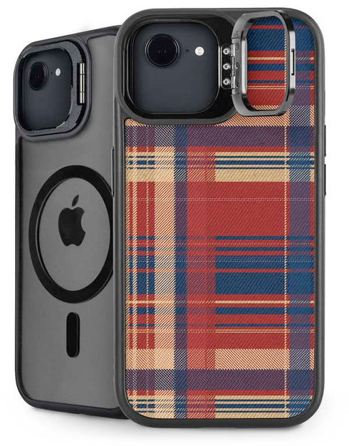 Red and Blue Plaid iPhone 16e Kickstand Case