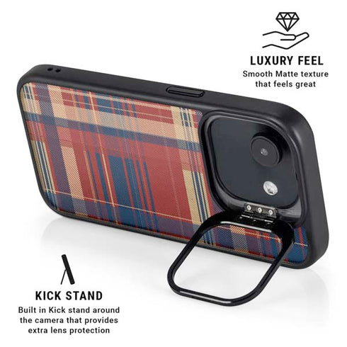 Red and Blue Plaid iPhone 16e Kickstand Case