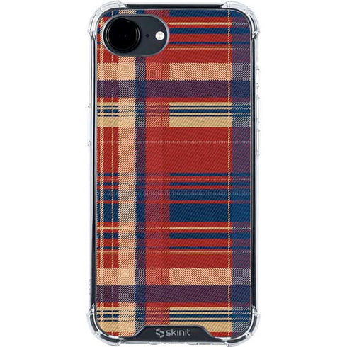 Red and Blue Plaid iPhone 16e Clear Case