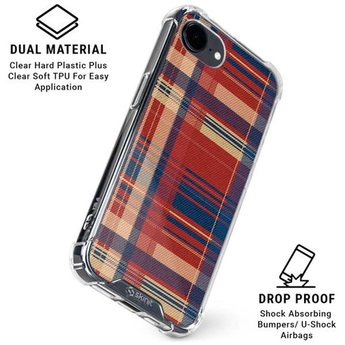 Red and Blue Plaid iPhone 16e Clear Case