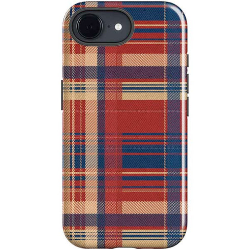 Red and Blue Plaid iPhone 16e Impact Case