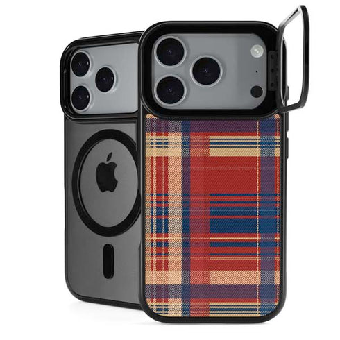 Red and Blue Plaid iPhone 18 Pro Kickstand Case