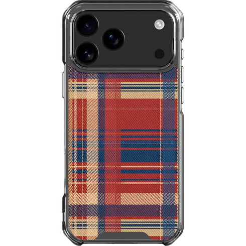Red and Blue Plaid iPhone 18 Pro Max Clear Case